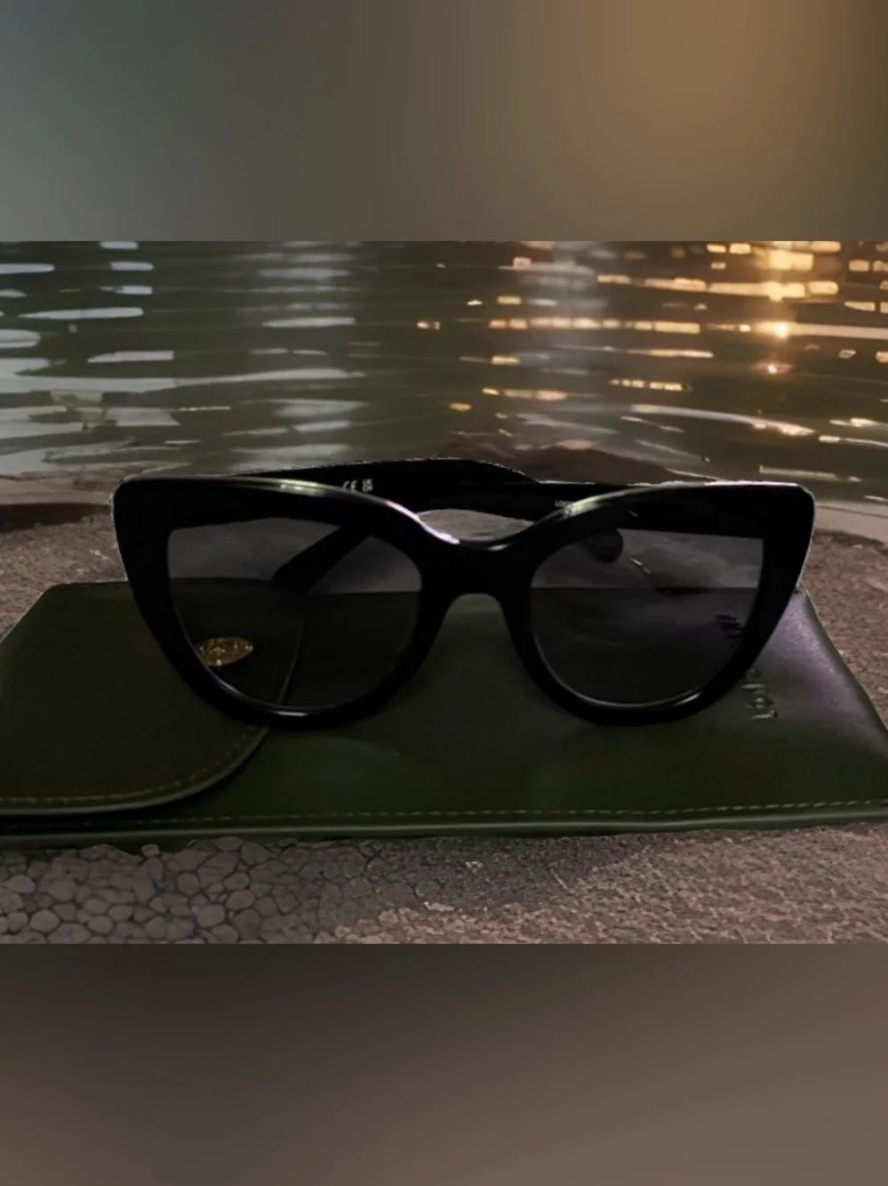 Longchamp Black Cat-Eye Sunglasses with Gradient Lenses Full Inclusion
